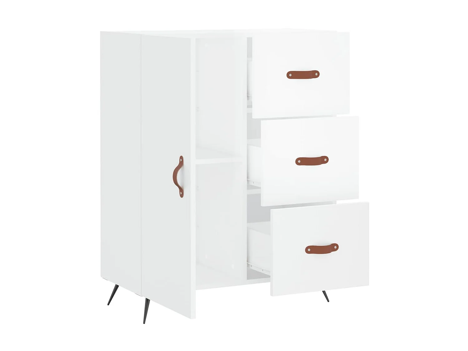 Sideboard Lowboard - Hochglanz-Weiß 69,5x34x90 cm Holzwerkstoff -RM84487