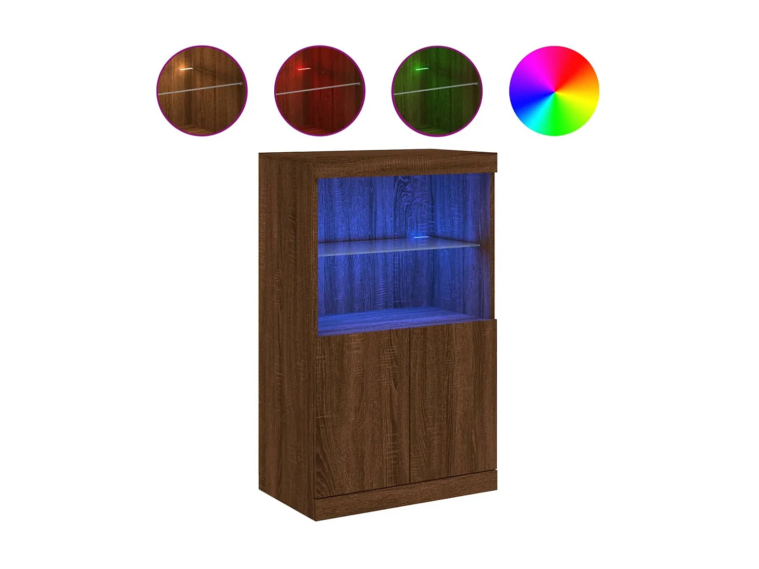 Sideboard Braun Anrichte mit LED-Leuchten Eichen-Optik 60,5x37x100 cm -RM12988