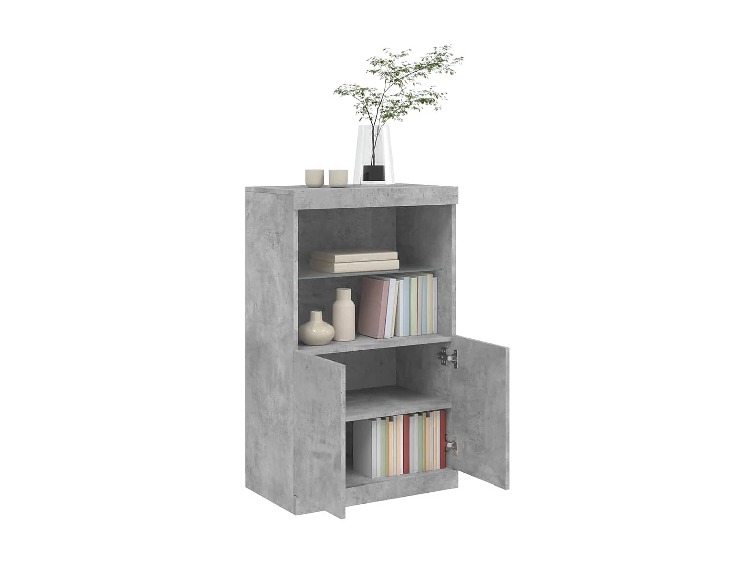 Sideboard mit LED-Leuchten - Anrichte Betongrau 60,5x37x100 cm -RM98092