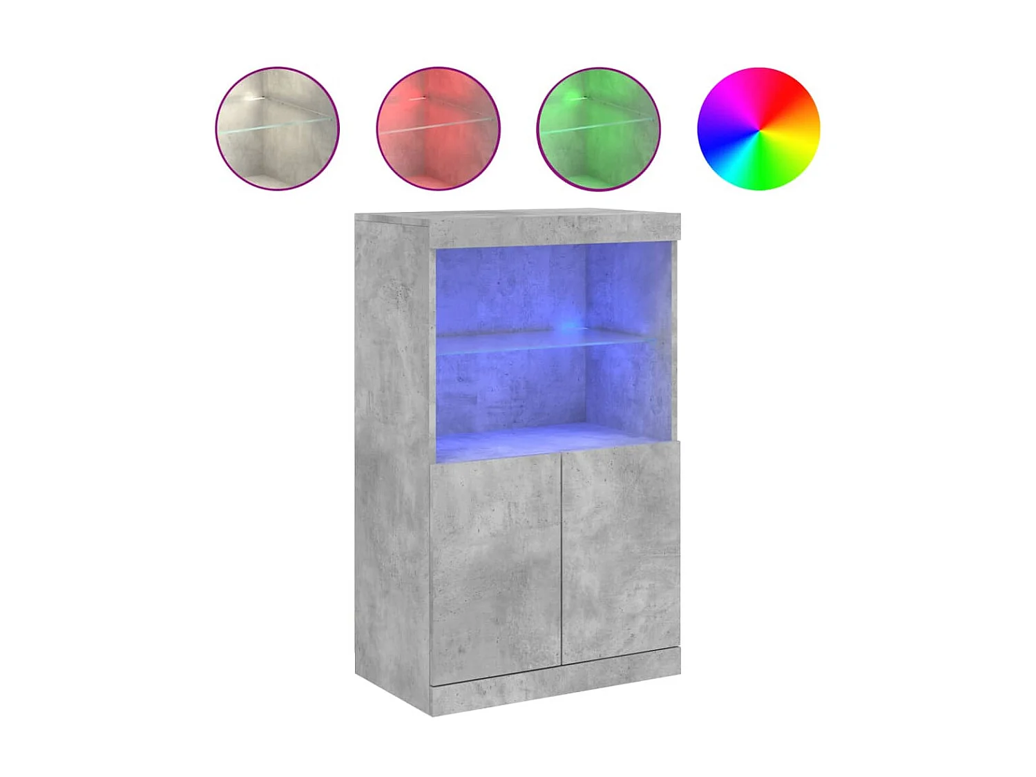 Sideboard mit LED-Leuchten - Anrichte Betongrau 60,5x37x100 cm -RM98092