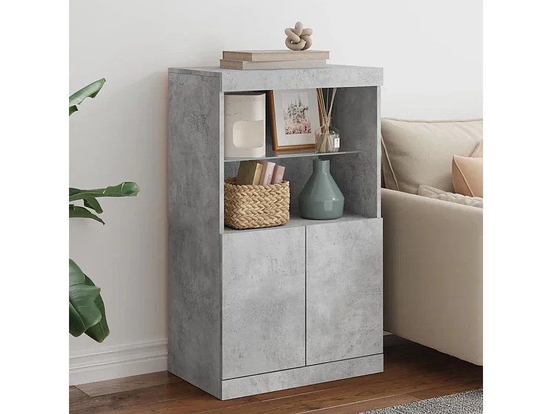 Sideboard mit LED-Leuchten - Anrichte Betongrau 60,5x37x100 cm -RM98092