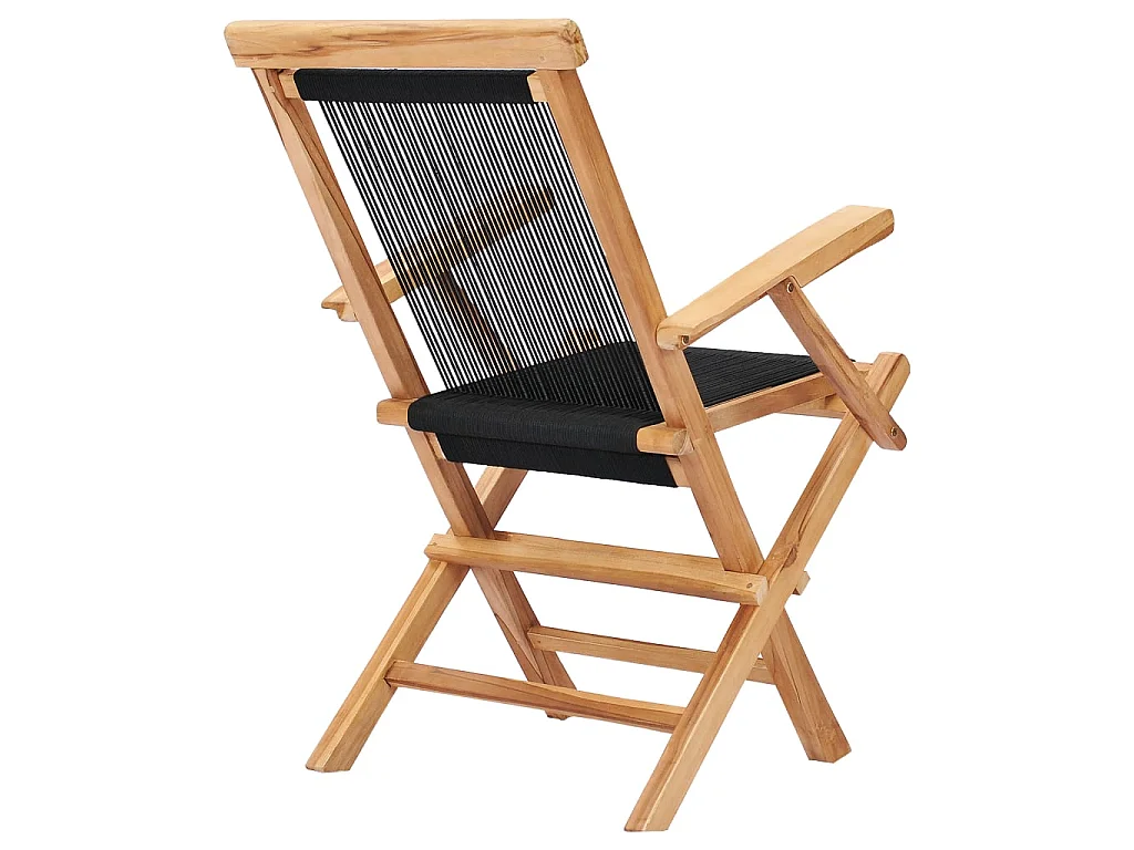 Chaises pliables de jardin 2 pcs Bois de teck solide et corde SEF74728