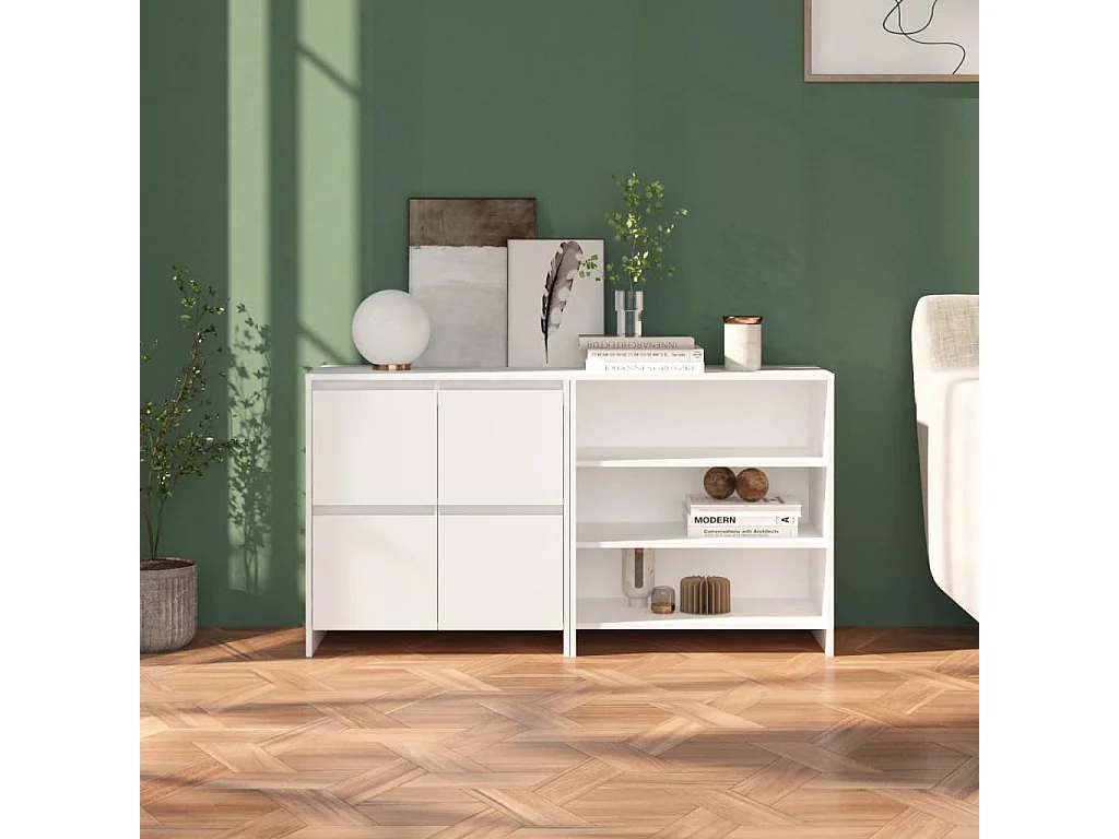 2-tlg. Sideboard Anrichte Weiß Holzwerkstoff -RM33523
