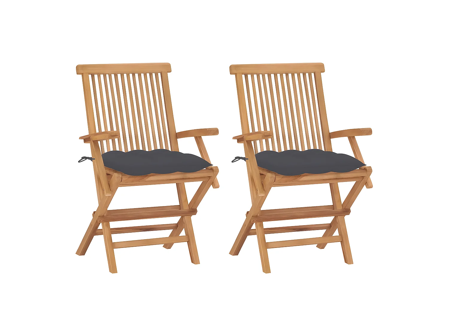 Chaises de jardin avec coussins anthracite 2 pcs Bois de teck SEF94793