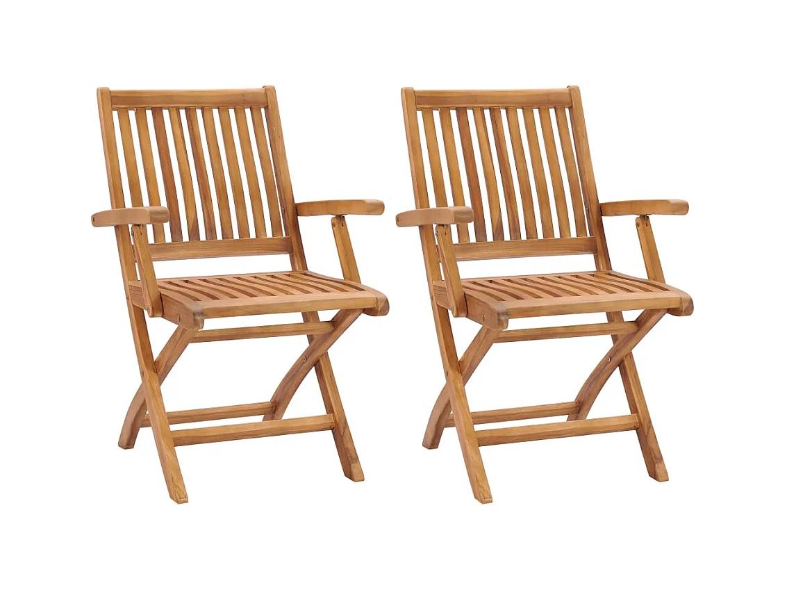Chaises de jardin pliables 2 pcs Bois de teck massif SEF11797
