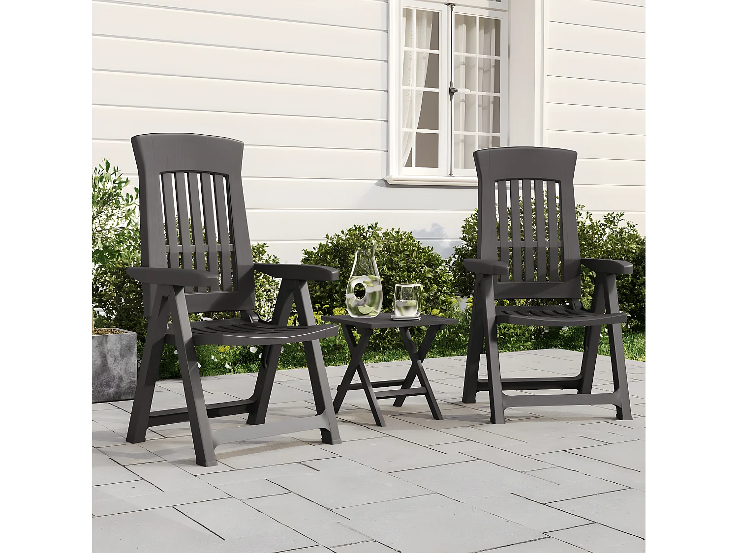 Chaises inclinables de jardin 2 pcs anthracite PP SEF74840