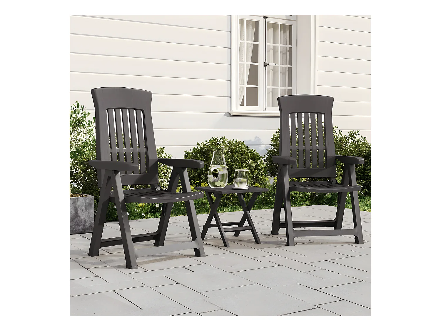 Chaises inclinables de jardin 2 pcs anthracite PP SEF74840