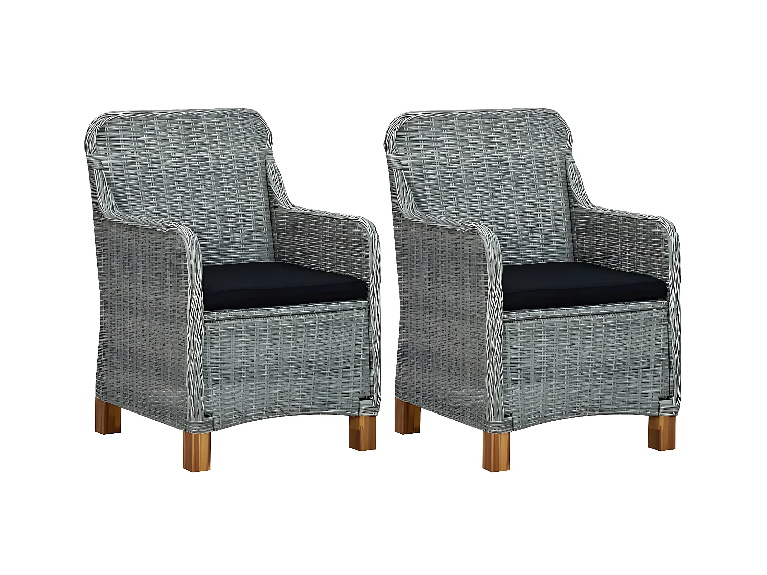 Chaises de jardin avec coussins 2 pcs Résine tressée Gris clair SEF68393