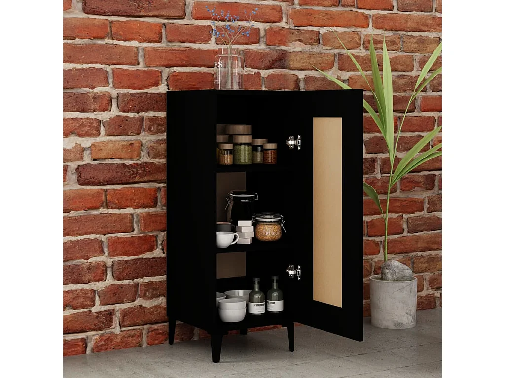 Sideboard Schwarz Anrichte 34,5x34x90 cm Holzwerkstoff -RM96565