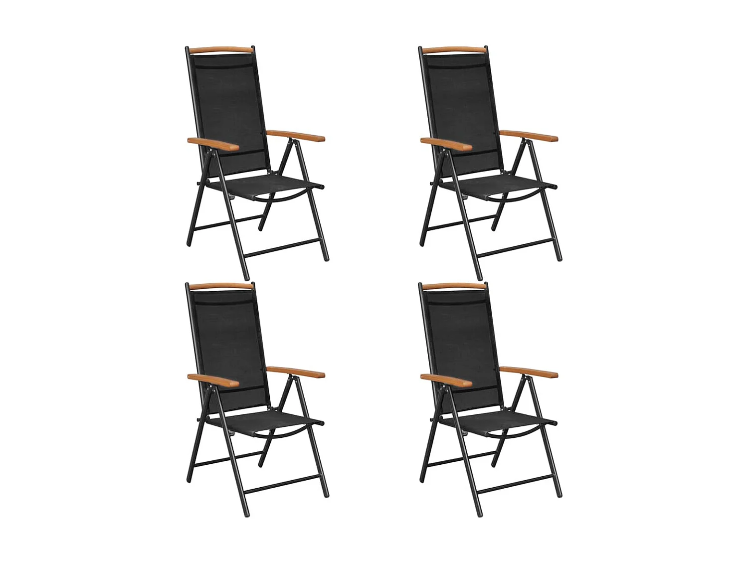 Chaises de jardin pliables 4 pcs aluminium et textilène noir SEF55469