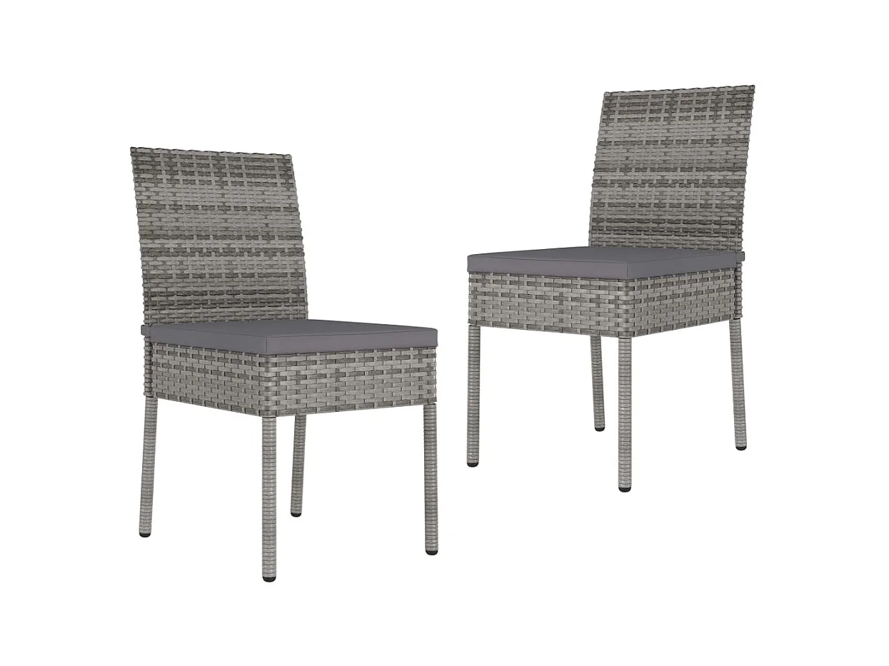 Chaises de salle à manger de jardin 2 pcs Résine tressée Gris SEF61022