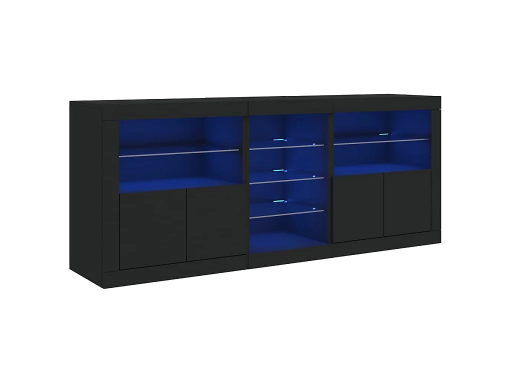 Sideboard mit LED-Leuchten Anrichte Schwarz 181,5x37x67 cm -RM55218