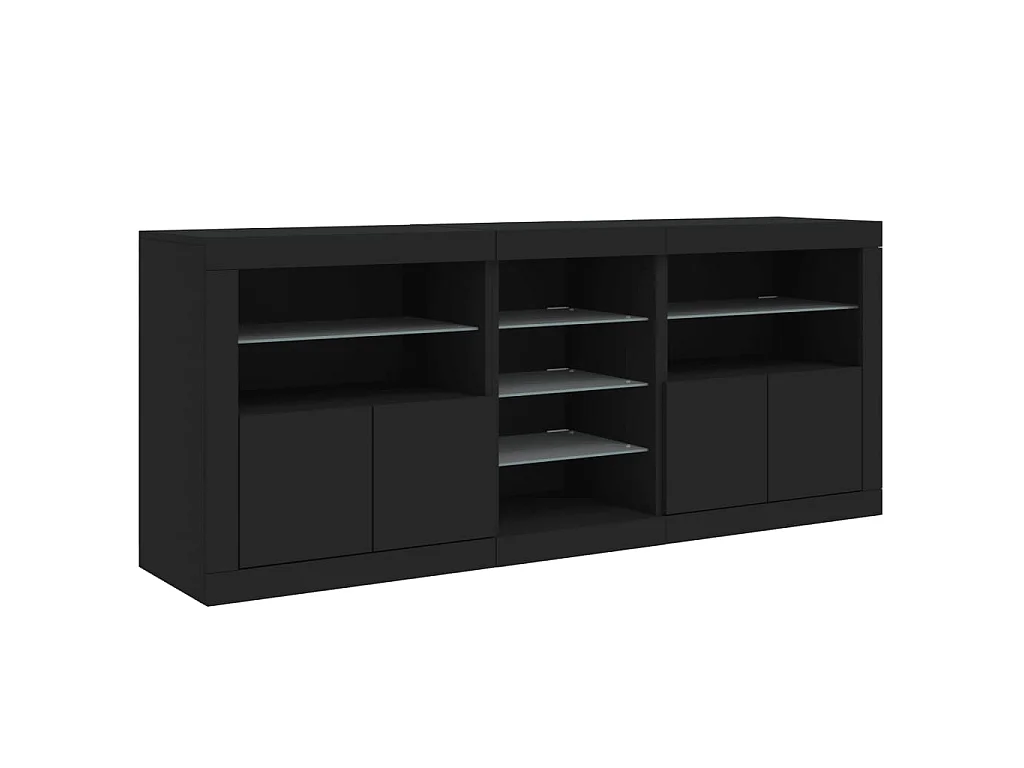 Sideboard mit LED-Leuchten Anrichte Schwarz 181,5x37x67 cm -RM55218