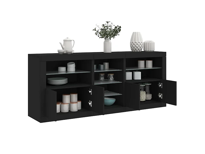 Sideboard mit LED-Leuchten Anrichte Schwarz 181,5x37x67 cm -RM55218