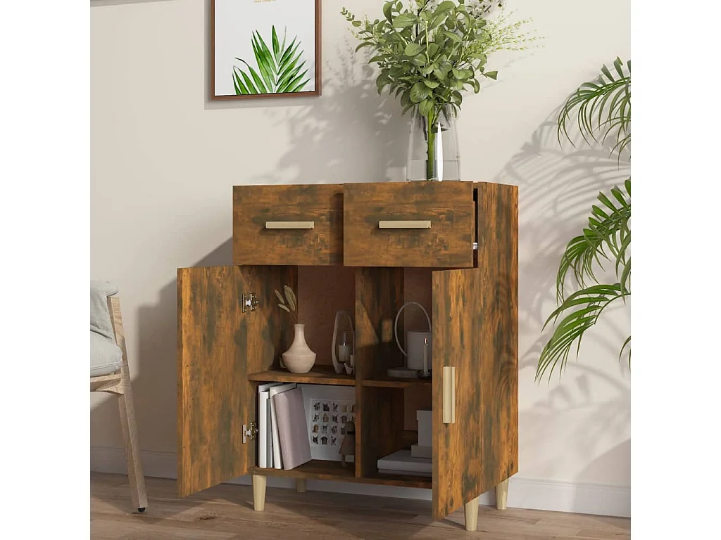 Sideboard Anrichte Räuchereiche 69,5x34x89 cm Holzwerkstoff -RM67525