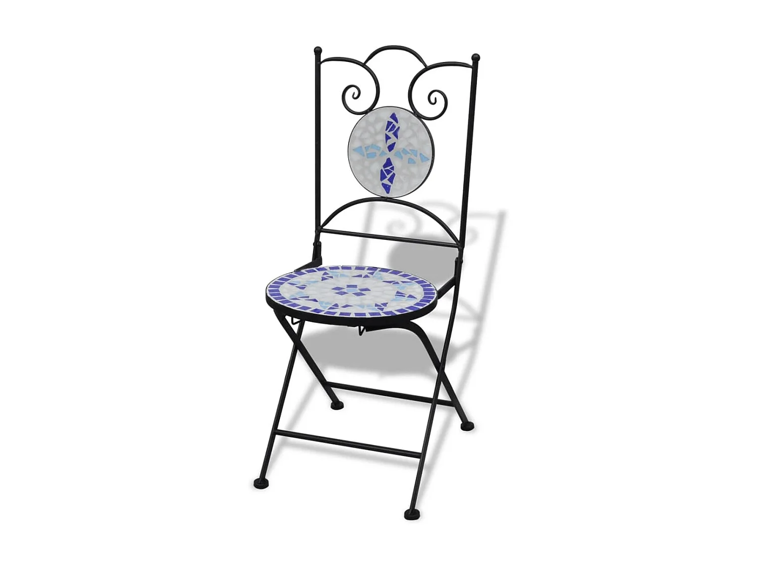 Chaises pliables de bistro 2 pcs Céramique Bleu et blanc SEF57095