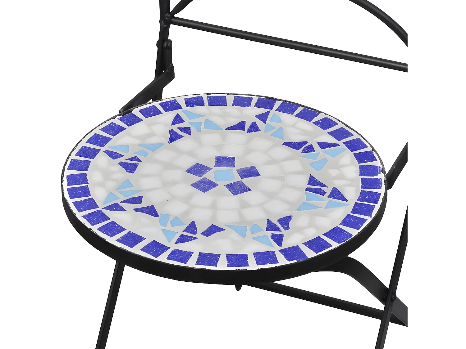 Chaises pliables de bistro 2 pcs Céramique Bleu et blanc SEF57095