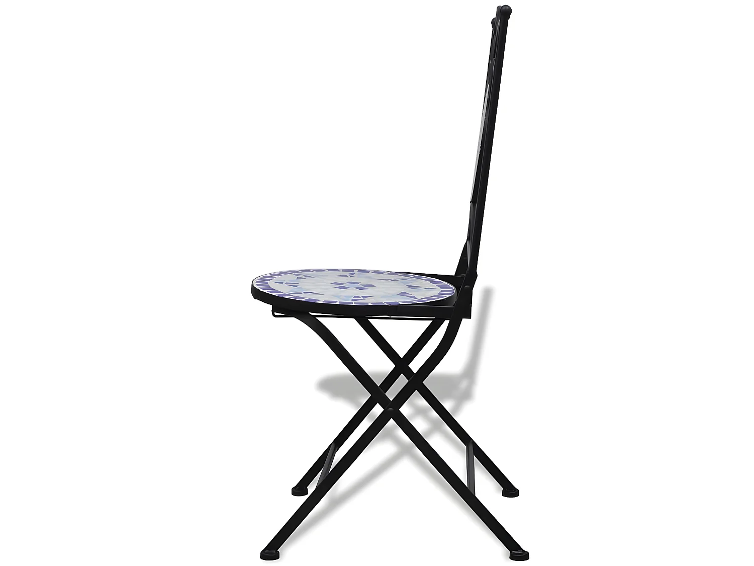 Chaises pliables de bistro 2 pcs Céramique Bleu et blanc SEF57095