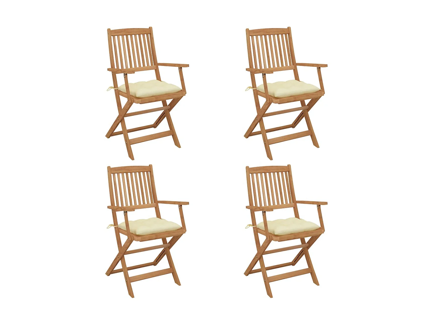 Chaises pliables de jardin 4 pcs avec coussins Bois d'acacia SEF90468