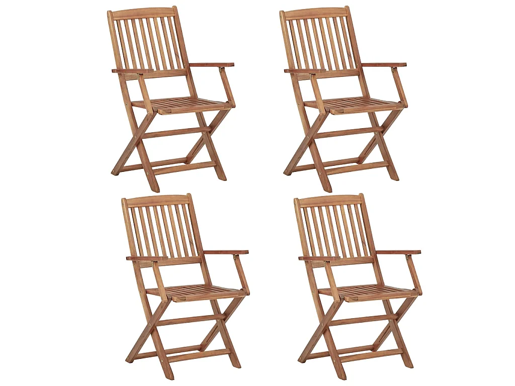 Chaises pliables de jardin 4 pcs avec coussins Bois d'acacia SEF90468