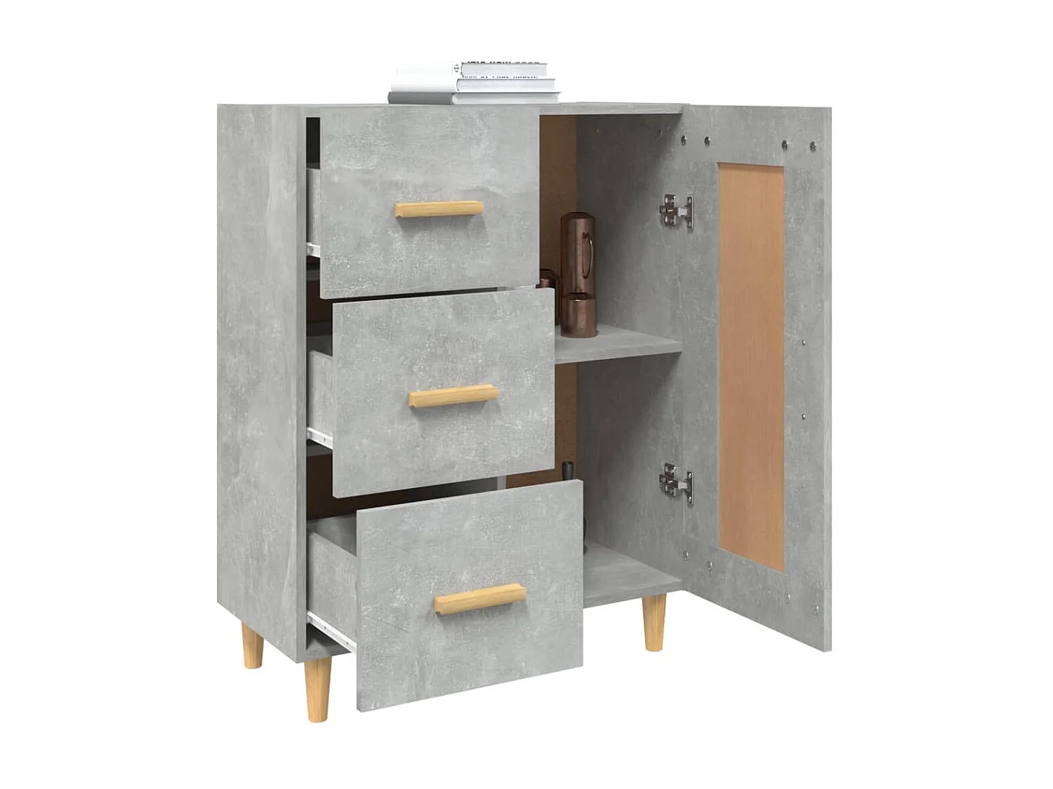 Sideboard Lowboard - Betongrau 69,5x34x90 cm Holzwerkstoff -RM76940