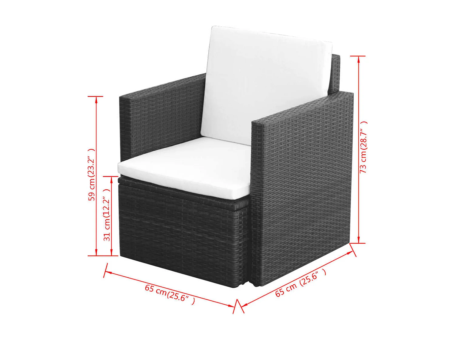 Chaise de jardin et coussins et oreillers Résine tressée Noir SEF82997
