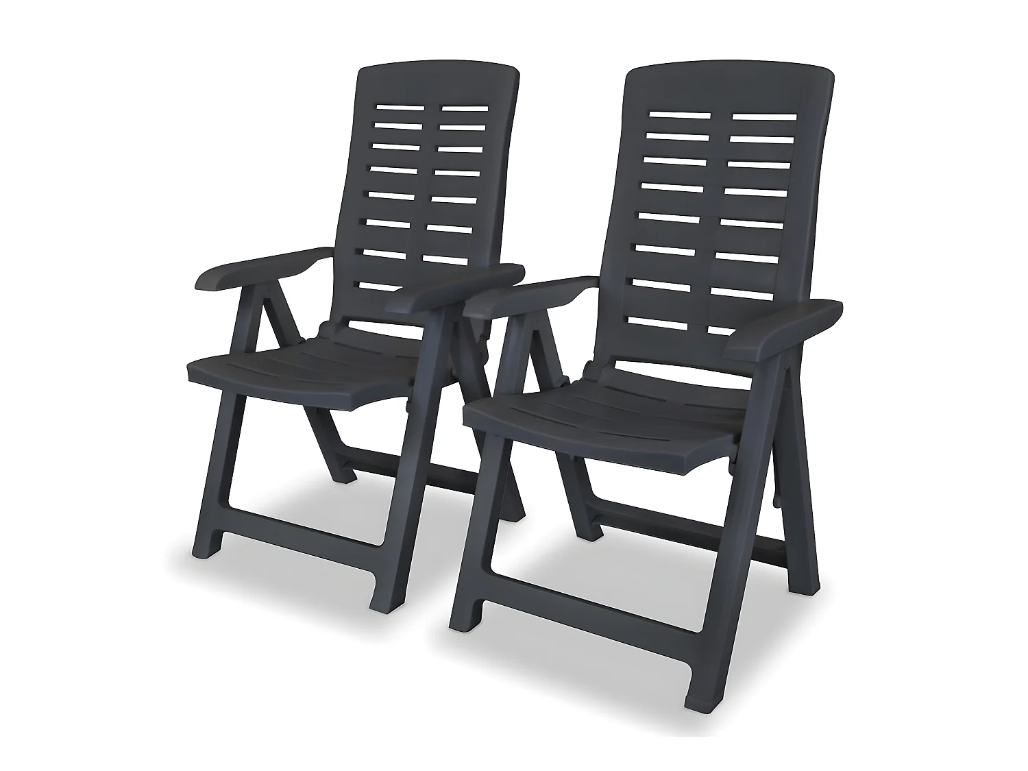 2 pcs Chaises inclinables de jardin Plastique Anthracite SEF98548