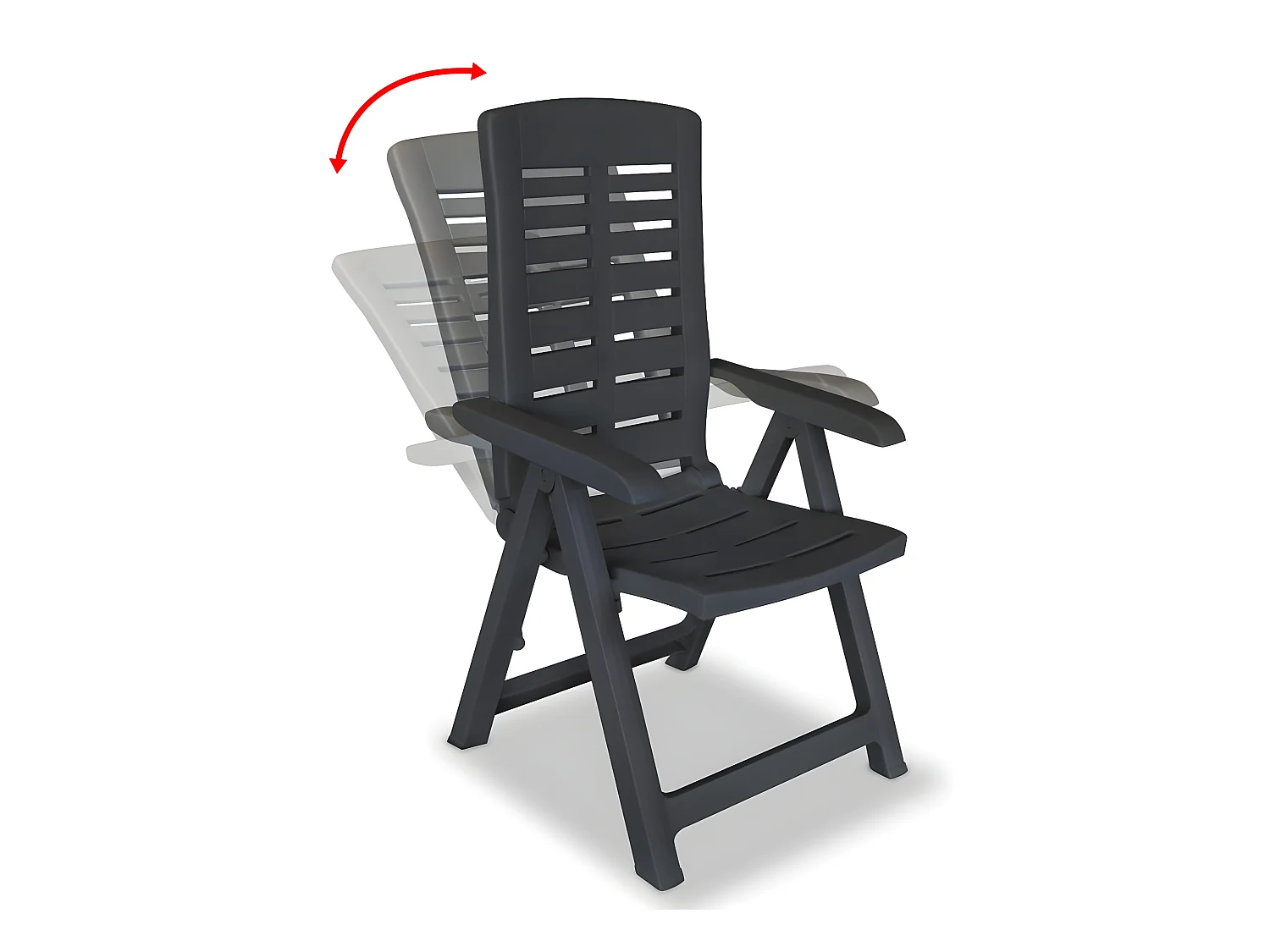 2 pcs Chaises inclinables de jardin Plastique Anthracite SEF98548