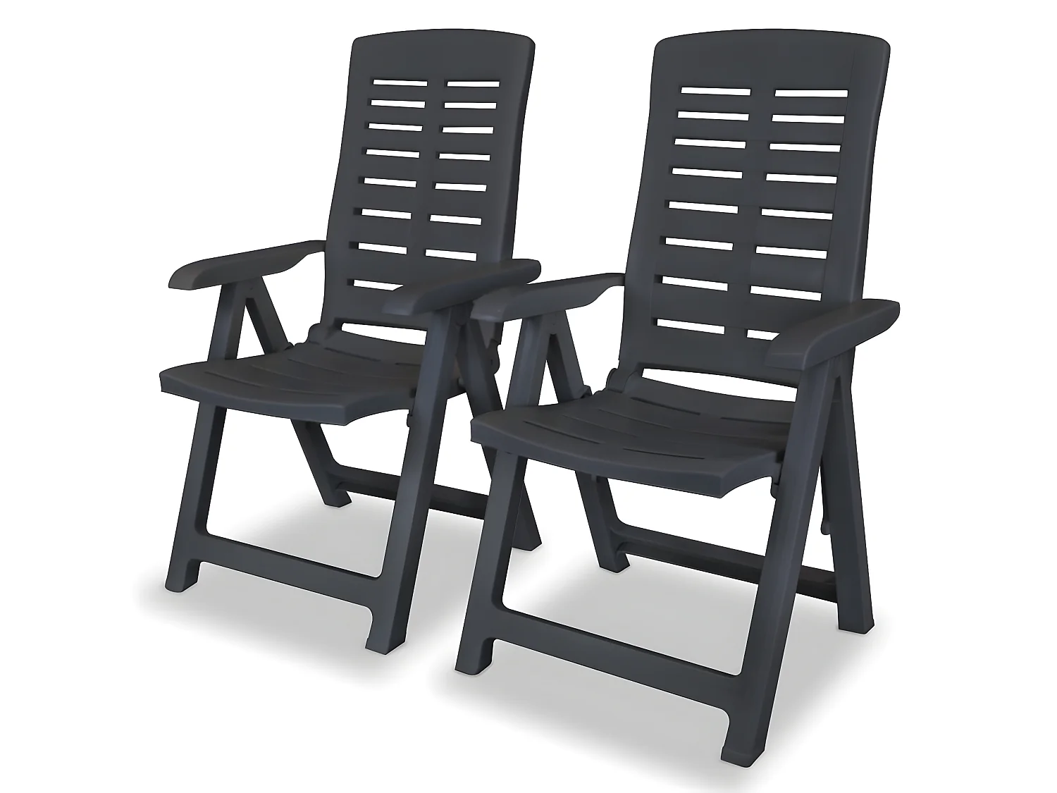 2 pcs Chaises inclinables de jardin Plastique Anthracite SEF98548
