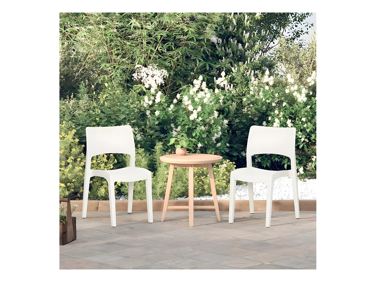 Chaises de jardin 2 pcs Blanc Polypropylène SEF51162