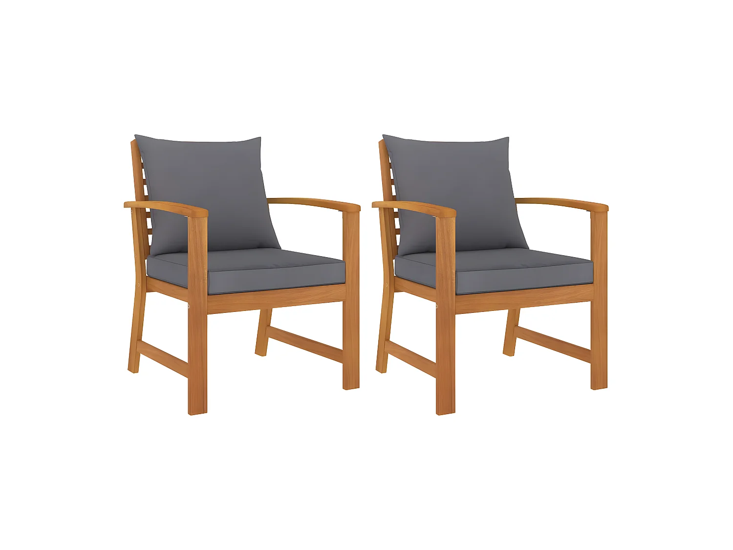Chaises de jardin 2 pcs avec coussin gris foncé Bois d'acacia SEF66949