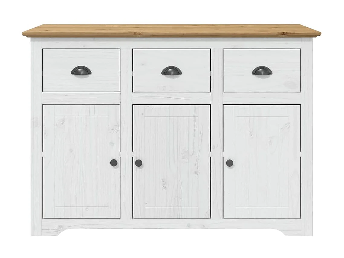 Sideboard Lowboard - BODO Weiß und Braun 115x43x79,5 cm Massivholz Kiefer -RM48094