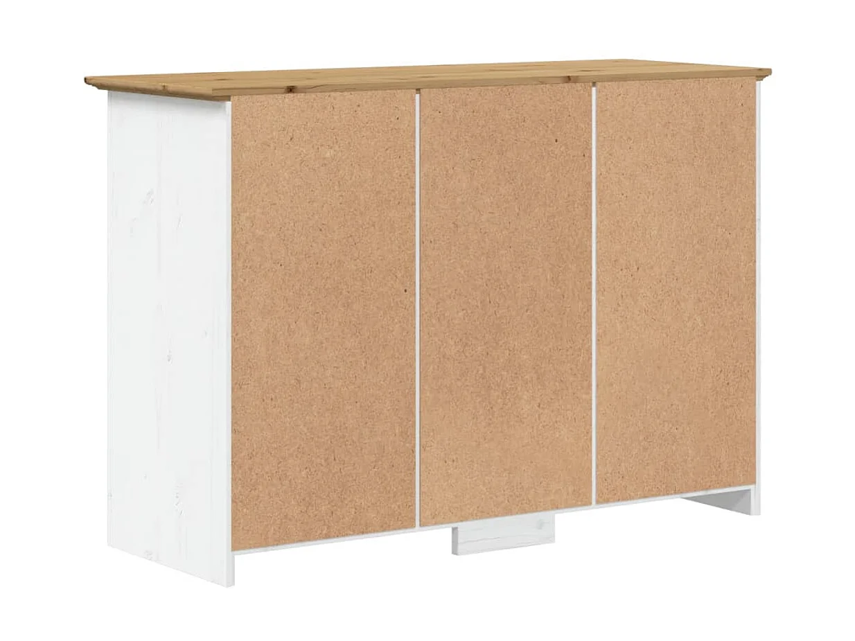 Sideboard Lowboard - BODO Weiß und Braun 115x43x79,5 cm Massivholz Kiefer -RM48094