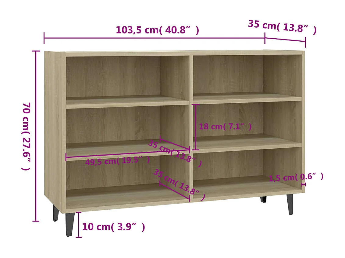 Sideboard Anrichte Sonoma-Eiche 103,5x35x70 cm Holzwerkstoff -RM95517