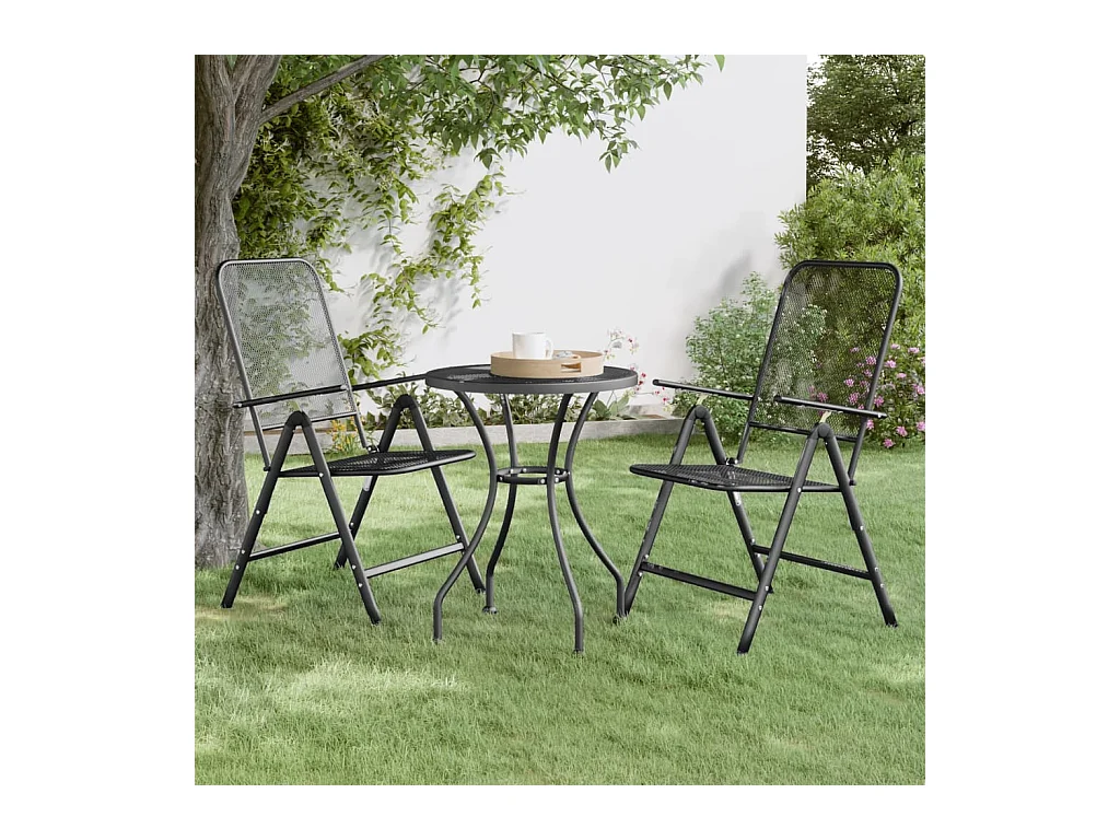 Chaises pliables de jardin 2 pcs Maille métallique Anthracite SEF17410
