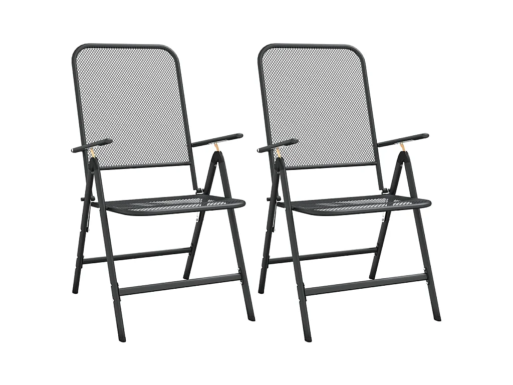 Chaises pliables de jardin 2 pcs Maille métallique Anthracite SEF17410