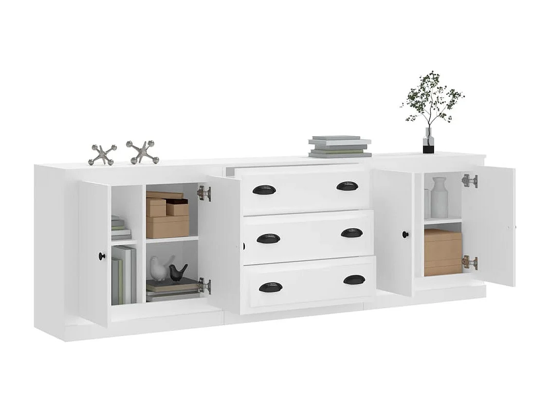 Sideboards im 3er-Set Lowboards Weiß Holzwerkstoff -RM67013