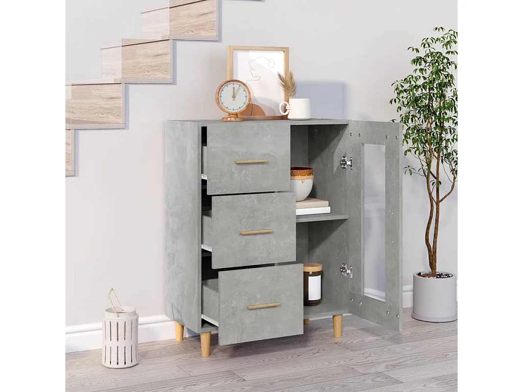 Sideboard Lowboard - Betongrau 69,5x34x90 cm Holzwerkstoff -RM91009