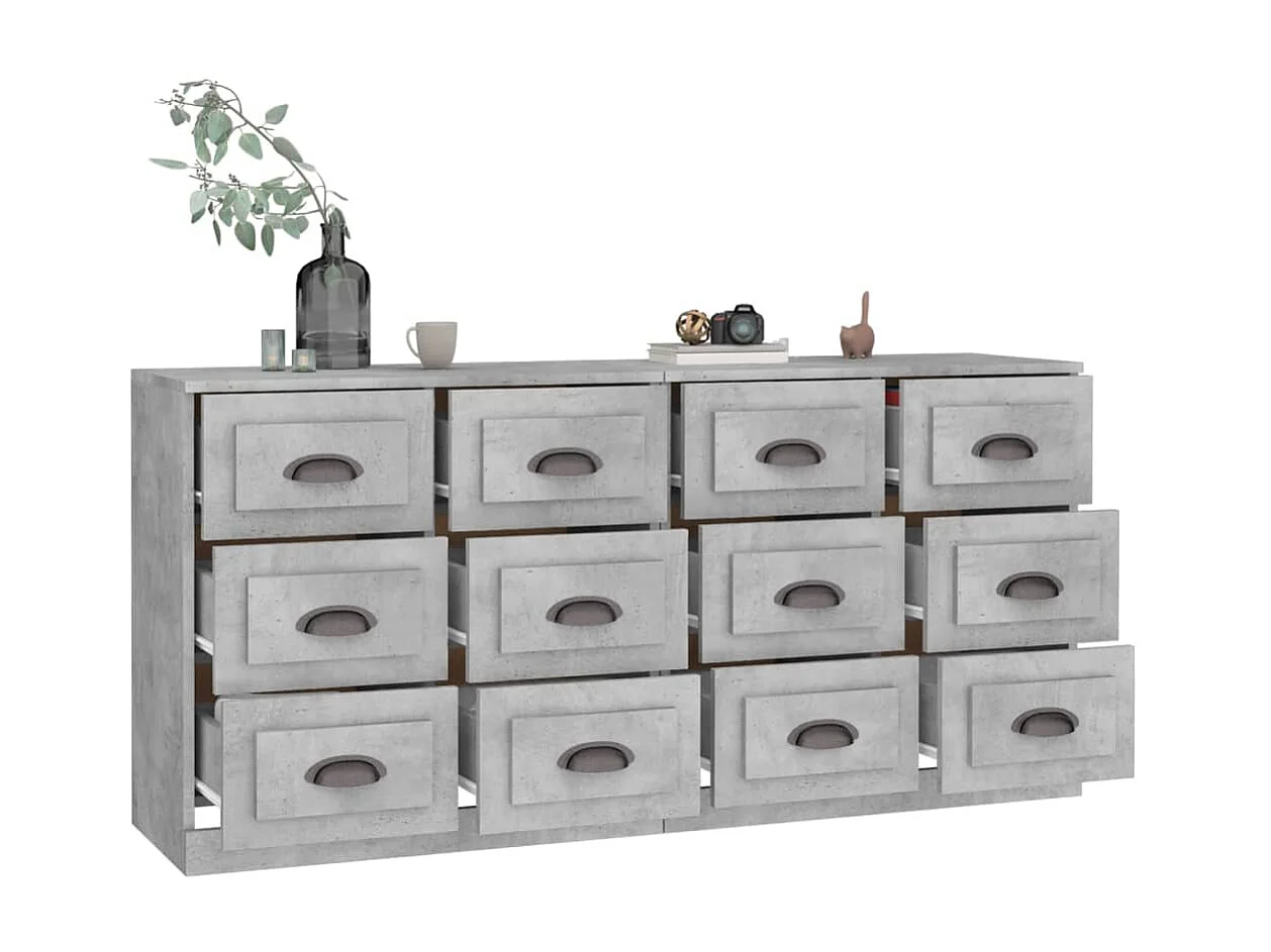 Sideboards im 2er-Set Lowboards Betongrau Holzwerkstoff -RM87061