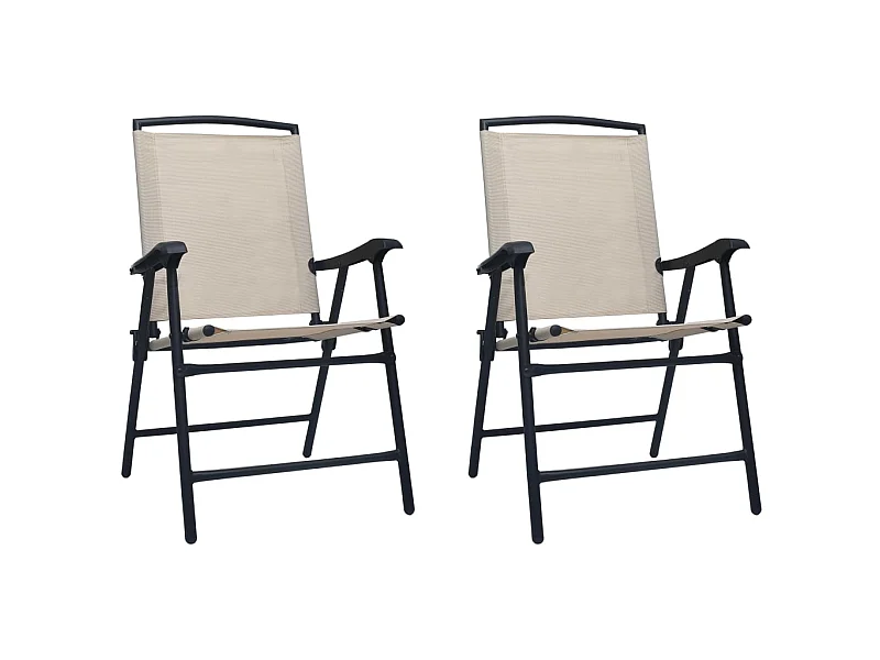 Klappbare Gartenstühle 2 Stk.| Outdoor-Stuhl Textilene Cremeweiß -gkd472689