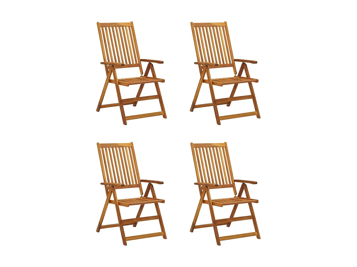 Chaises inclinables de jardin 4 pcs avec coussins Bois d'acacia SEF26075
