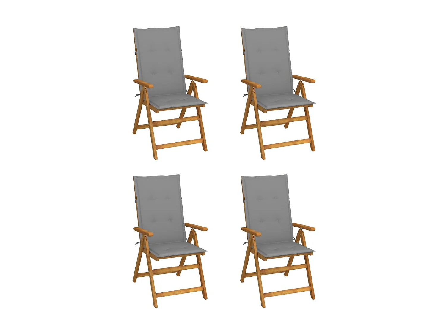 Chaises inclinables de jardin 4 pcs avec coussins Bois d'acacia SEF26075