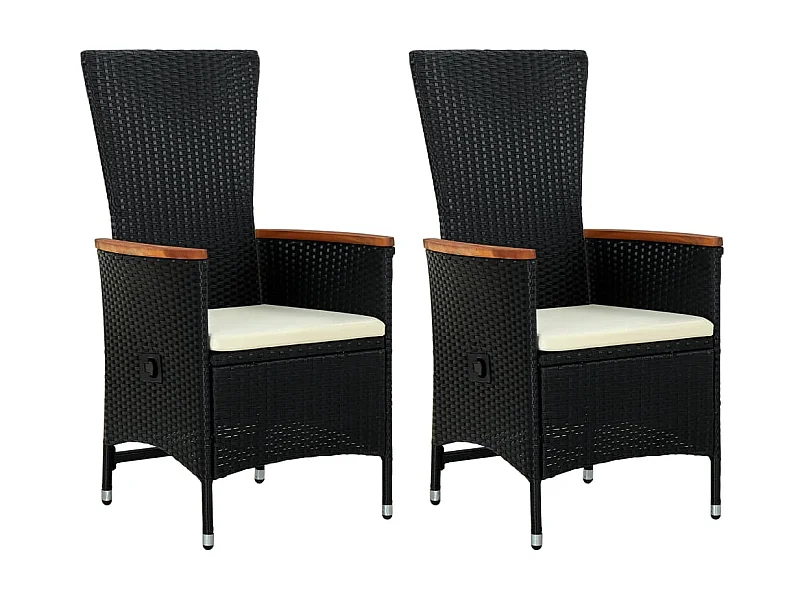 Chaises d'extérieur 2 pcs avec coussins Résine tressée Noir SEF43135