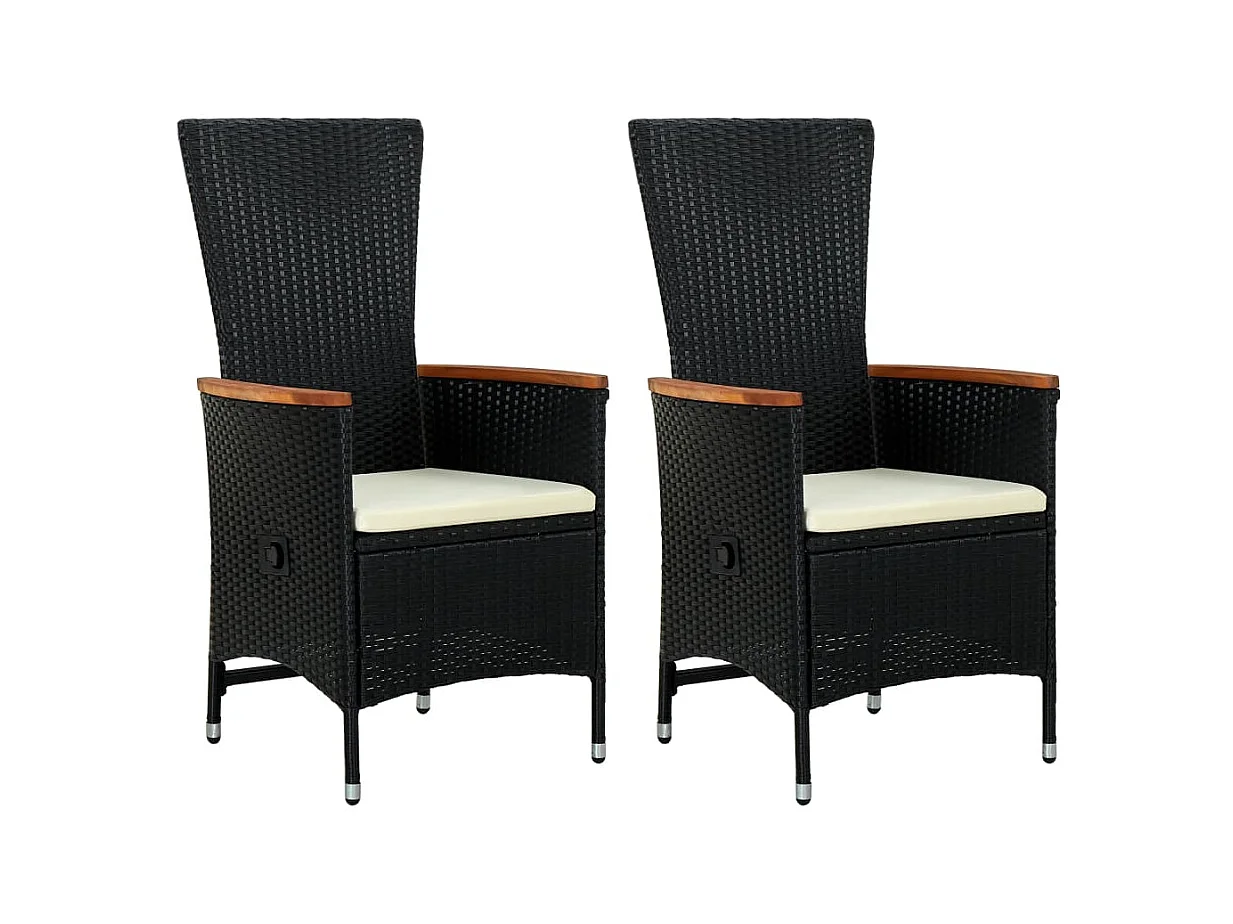 Chaises d'extérieur 2 pcs avec coussins Résine tressée Noir SEF43135