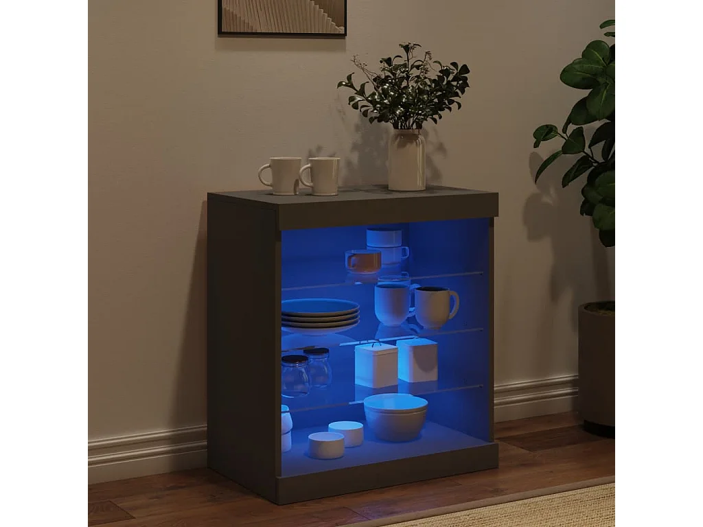 Sideboard mit LED-Leuchten Anrichte Schwarz 60,5x37x67 cm -RM70275
