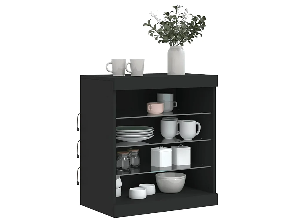 Sideboard mit LED-Leuchten Anrichte Schwarz 60,5x37x67 cm -RM70275