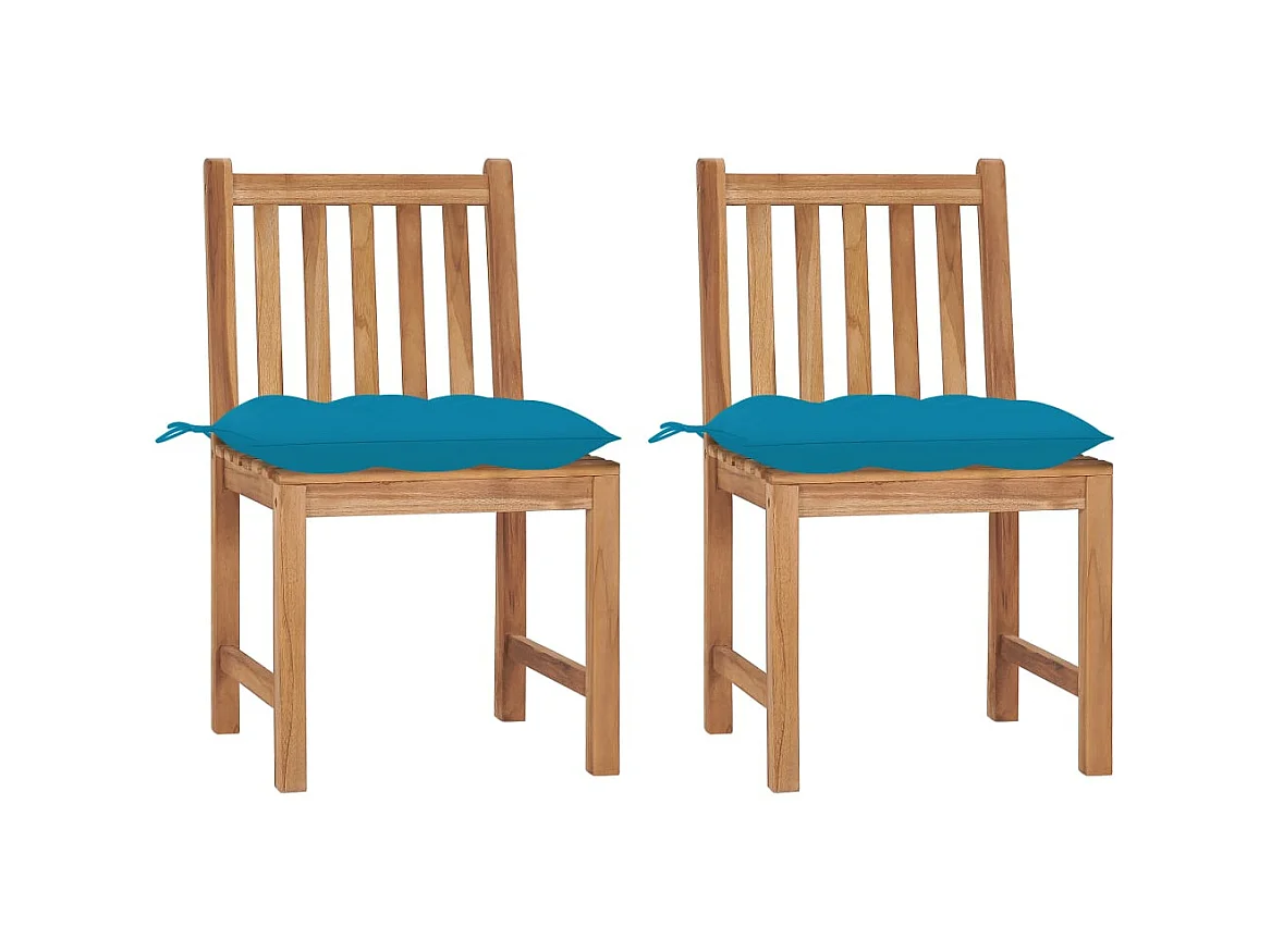 Chaises de jardin 2 pcs avec coussins Bois de teck massif SEF18058