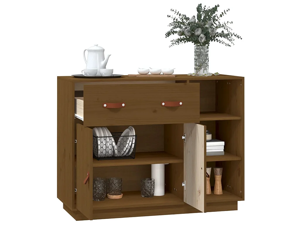 Sideboard Lowboard - Honigbraun 98,5x40x75 cm Massivholz Kiefer -RM26872