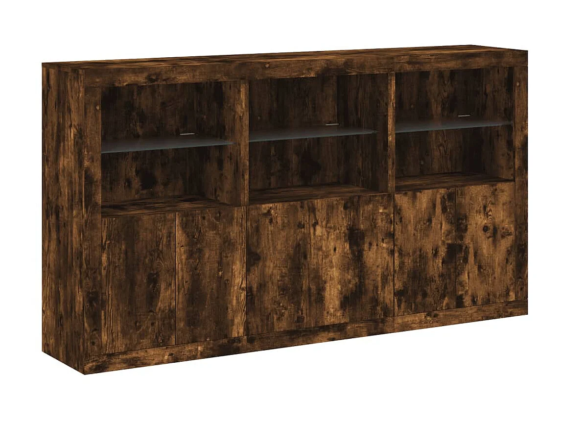 Sideboard mit LED-Leuchten Anrichte Räuchereiche 181,5x37x100 cm -RM74855