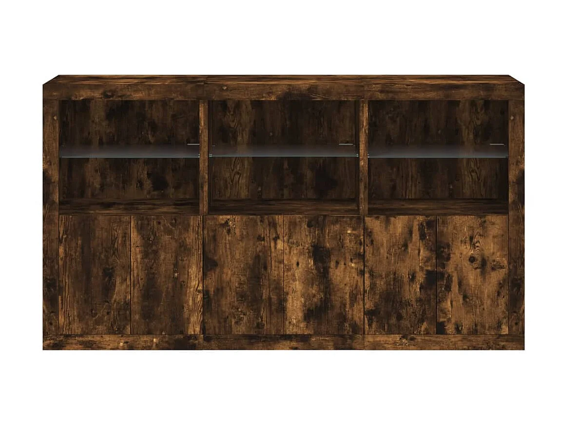 Sideboard mit LED-Leuchten Anrichte Räuchereiche 181,5x37x100 cm -RM74855